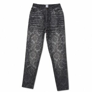 Vintage Roberto Cavalli Jeans Gray Damask Print Straight Leg Size 30 Italy Y2K
